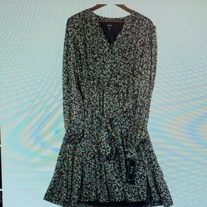 MSK Black Floral Long Sleeve Dress